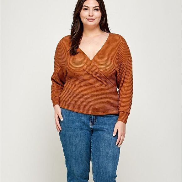 Plus size camel autumn winter sweater knit top‎ - Picture 4 of 8